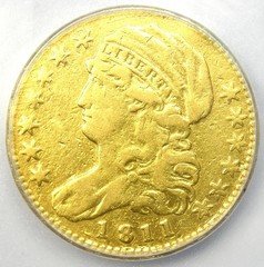 1811 Capped Bust Gold Half Eagle $5 Coin - Certified ICG VF30 Details - Rare!