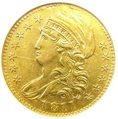 1811 Capped Bust Gold Half Eagle $5 Coin - Certified ANACS AU Details - Rare!