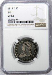 1815 BUST QUARTER B-1 ~ NICE PROBLEM-FREE TWO-TONED NGC VF20!