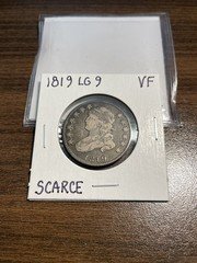 1819-P LARGE 9 Capped Bust Silver Quarter Dollar 25C VERY FINE (VF)