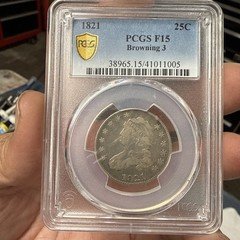 1821 Capped Bust Quarter 25c PCGS F15 Browning 3