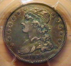 1834 Bust quarter *PCGS XF 40* *unique original toning* *undergraded*