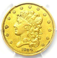 1834 Classic Gold Half Eagle $5 Coin - Certified PCGS AU Detail - Rare Type!