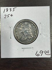 1835 Capped Bust Quarter -Cleaned-Graffiti