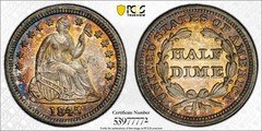 1845 P Liberty Seated Half Dime PCGS MS-63 CAC