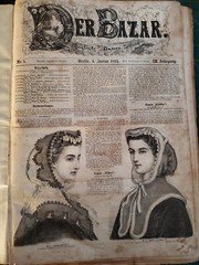 1863 "Der Bazar" Women's Fashion Magazine Civil War Era Original 385 pages