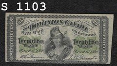1870 25 Cent The Dominion Of Canada Fractional Note "VF+"