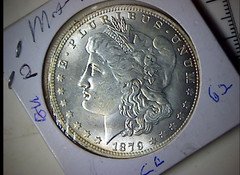 1879-CC MORGAN SILVER DOLLAR,  AU - CLEAR DETAILS - TOUCH OF PL