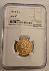 1882 Liberty Head Half Eagle $5 Gold NGC MS63 (See Description)