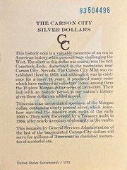 1883 Carson City Silver Dollars GSA COA Certificate - Light Creasing