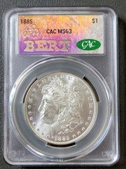 1885 Morgan Silver Dollar CAC MS63 90% US Silver $1 Trader Bea "Bert"