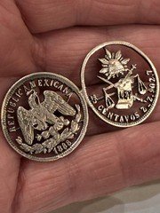 1888 Silver Mexico 25 Centavos Cut Out Jewelry Brooch
