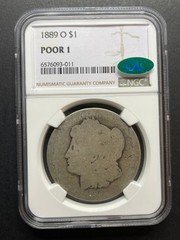 1889-O Morgan Dollar Poor 1 PO 01 Green CAC Scarce Low Population Collectible 