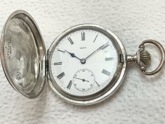 1890's Omega Hunter Silver Pocket Watch Serviced Working 51mm Dia.