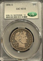 1896-O BARBER HALF CACG VG10