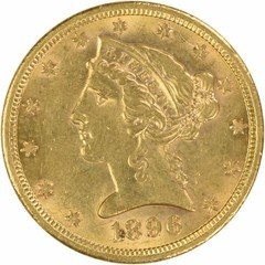 1896-S $5 Gold Liberty Head AU Slider Uncertified #1046