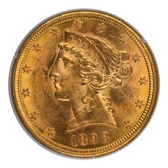 1898-S $5 Gold Liberty Head Half Eagle PCGS MS-61 Rattler