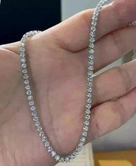 18Ct Round Cut Lab Created Diamond Women's Tennis Necklace 14K White Gold Plated