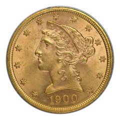 1900 $5 Gold Liberty Head Half Eagle PCGS MS-61 Rattler