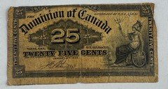 1900 Dominion of Canada 25-cent Fractional Banknote Shinplaster