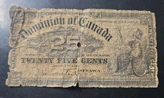 1900 DOMINION OF CANADA PAPER MONEY - 25 CENTS BANKNOTE!