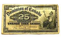 1900 Dominion Of Canada Paper Money - 25 Cents Banknote