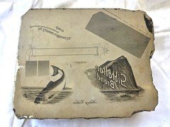 1900's LITHOGRAPHIC STONE 10 x 8 x 3 GIBRALTER BRAND, STOCK CERTIFICATE FILIGREE