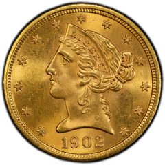 1902-S $5 Liberty Head Half Eagle PCGS MS66+