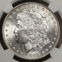 1903 Morgan Dollar, NGC/CAC MS-64, Blast White, Tough CAC in 64
