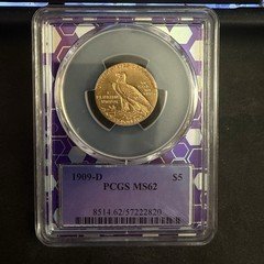 1909-D $5 Gold Indian PCGS MS 62 Traderbea Purple Core