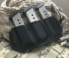 1911, P220, Three Magazine Leather Holder, OWB, Concealed Carry, Made in USA