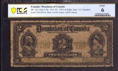 1914 $2 DOMINION OF CANADA NOTE DC-22c PRINCE ARTHUR PCGS B GOOD  6