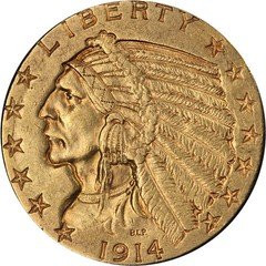 1914-D Indian Gold $5 Nice AU Nice Eye Appeal Nice Strike