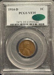 1914-D LINCOLN CENT PCGS VF35 CAC