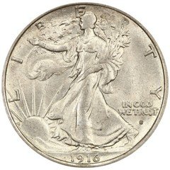 1916-S 50C  Walking Liberty Silver Half Dollar Key Date