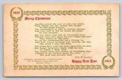 1920 Merry Christmas Happy New Year Card Wm. E. Schell Otterbein Press Dayton OH