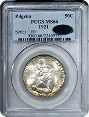 1921 Pilgrim Commemorative Half Dollar PCGS MS66 CAC Gem Uncirculated