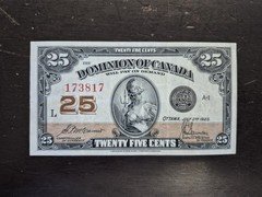 1923 Dominion of Canada 25 Cents Shinplaster McCavour Saunders EF-AU Antique