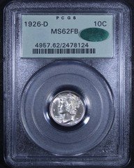 1926-D Mercury Dime - 10c PCGS MS62 FB CAC ✅ - Full Bands - OGH - Tough Example!