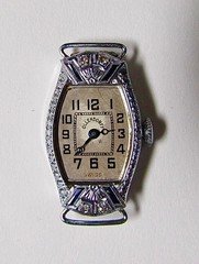 1930s OLLENDORFF  14K GOLD Ladies Art Deco Diamond/Sapphire WATCH  Scrap/Repair