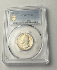 1932 S Washington Quarter PCGS VF35 Gold Shield