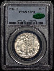1934-D Walking Liberty Half Dollar 50c PCGS AU58 CAC