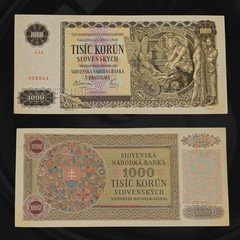 1940 Czechoslovakia 1000 Korun Banknote, Specimen, King Svatopluk