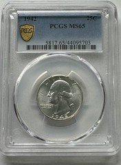 1942 Washington Silver Quarter PCGS MS65    Free US Shipping
