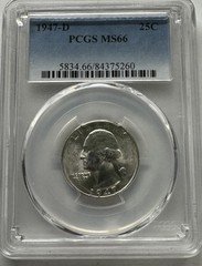 1947-D Washington Silver Quarter PCGS MS66    Free US Shipping