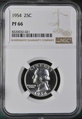 1954 Proof Washington 25¢ NGC PF 66