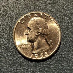 1958 P Washington Quarter Type B - Brilliant Uncirculated + Proof Die Reverse