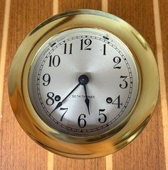 1960 SETH THOMAS CORSAIR 4 1/2 INCH DIAL BRASS SHIPS BELL CLOCK7 JEWEL MOVEMENT