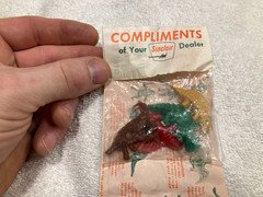 1960s Sinclair Gas Station Giveaway Package With 4 Plastic Dinosaurs