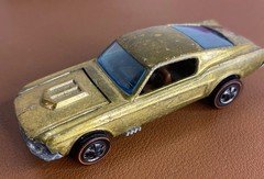 1967 Hot Wheels Redline Custom Mustang – Gold w/ Tan Interior – Rare HK Beauty!
